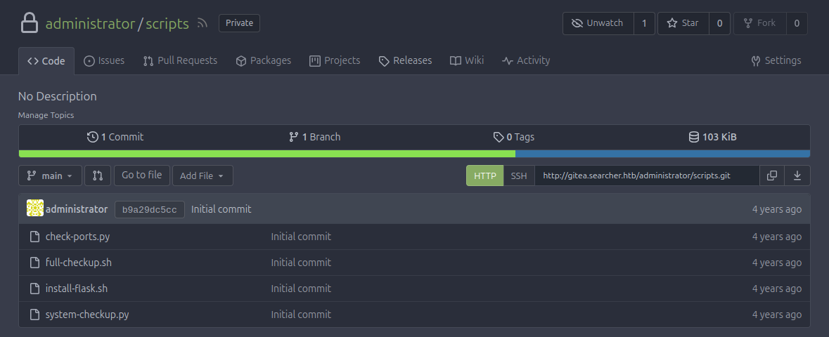 Gitea scripts repo - Busqueda Machine